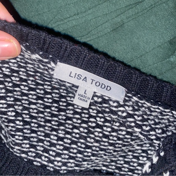 Lisa Todd heart sequined cashmere blend sweater sz L #F2 - Picture 3 of 4